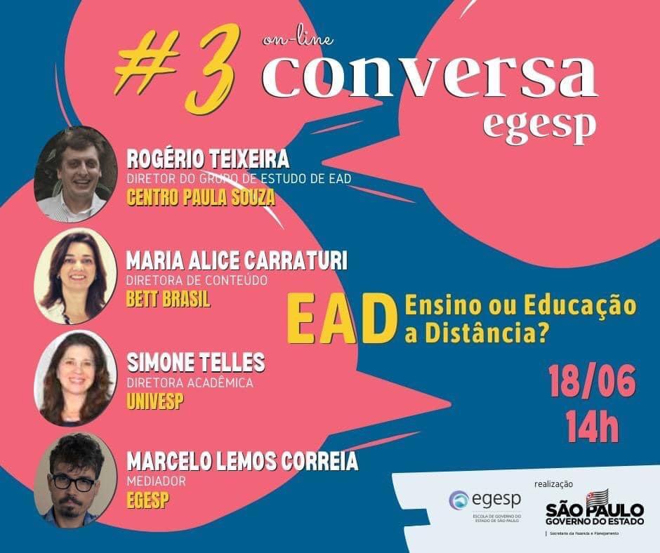 Escola de Governo do Estado de São Paulo realiza live sobre Educação a Distância